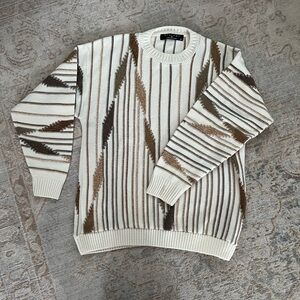 Men's Cream and Brown Sweater